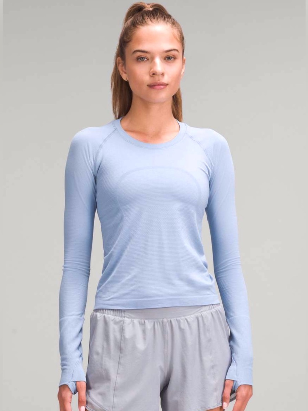 Lululemon Swiftly Tech Long Sleeve Shirt 2.0 Waist Length, Blue Willow color